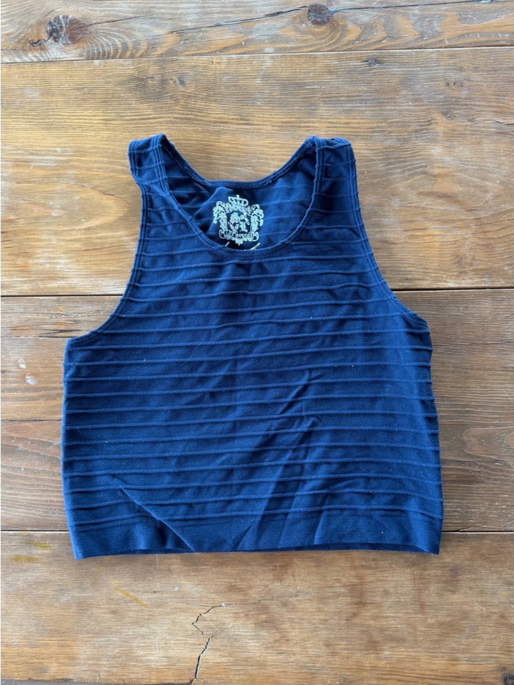 Sugarlips Navy Ribbed Crop Tank